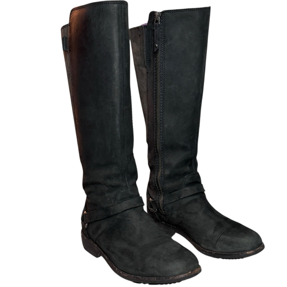 Teva Black Leather Knee High Boots - Size 7